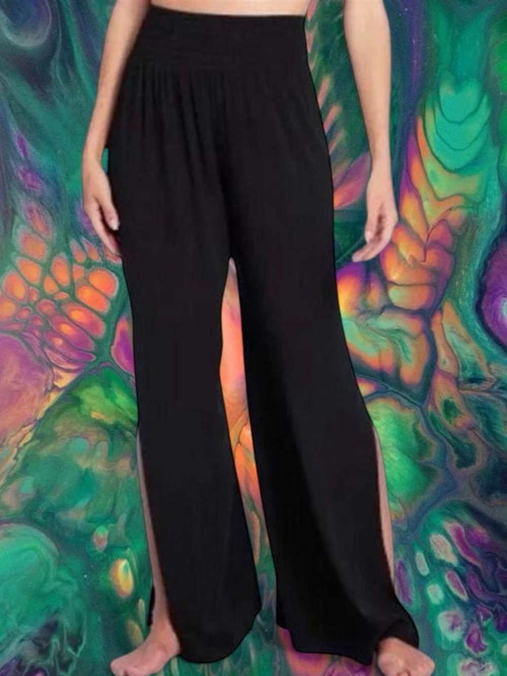 Shade & Shore Black Wide-Leg Split Hem Pants - Women